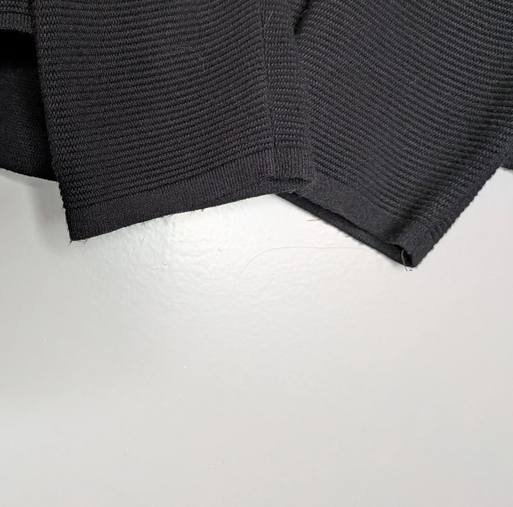 Charter Club Cardigan Sweater Black TexturedOpen Front Cropped Size M - Picture 12 of 16